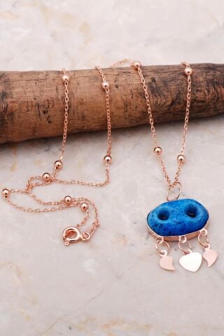 Dorika Rose 925 Ayar Gümüş Süryani Nazar Boncuğu Kolye 7053