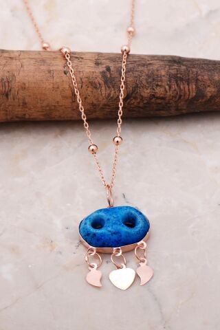 Dorika Rose 925 Ayar Gümüş Süryani Nazar Boncuğu Kolye 7053