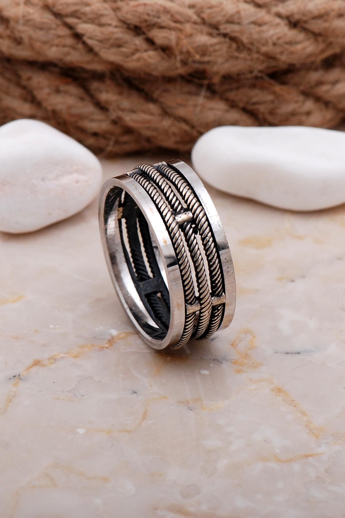 Tasarım Elişi Gümüş Erkek Alyans 24