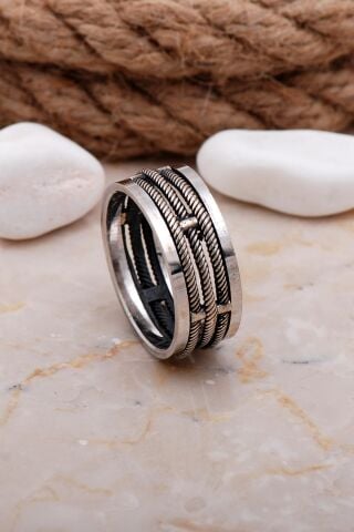 Tasarım Elişi Gümüş Erkek Alyans 24