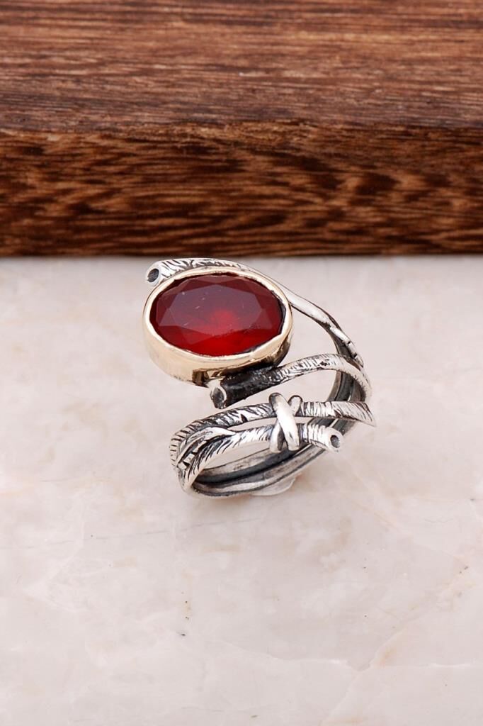 Sarmaşık Tasarım Kök Yakut Gümüş Yüzük 2718