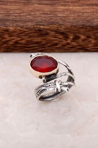 Sarmaşık Tasarım Kök Yakut Gümüş Yüzük 2718