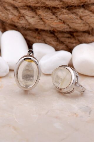 Akik Taşlı Rodyumlu Gümüş Küpe 5631