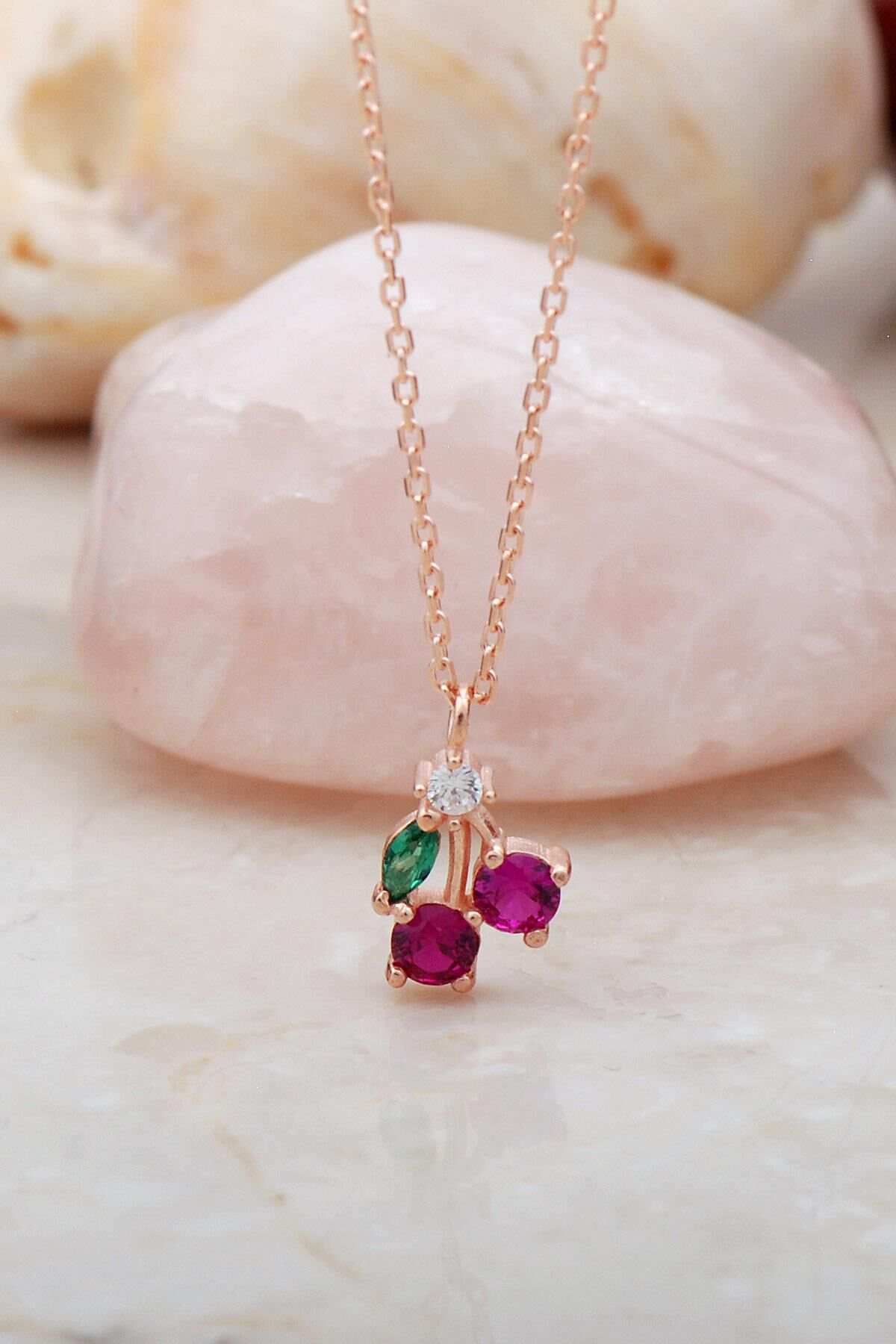 Kiraz Rose Mini Gümüş Kolye 7212