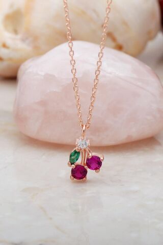 Kiraz Rose Mini Gümüş Kolye 7212