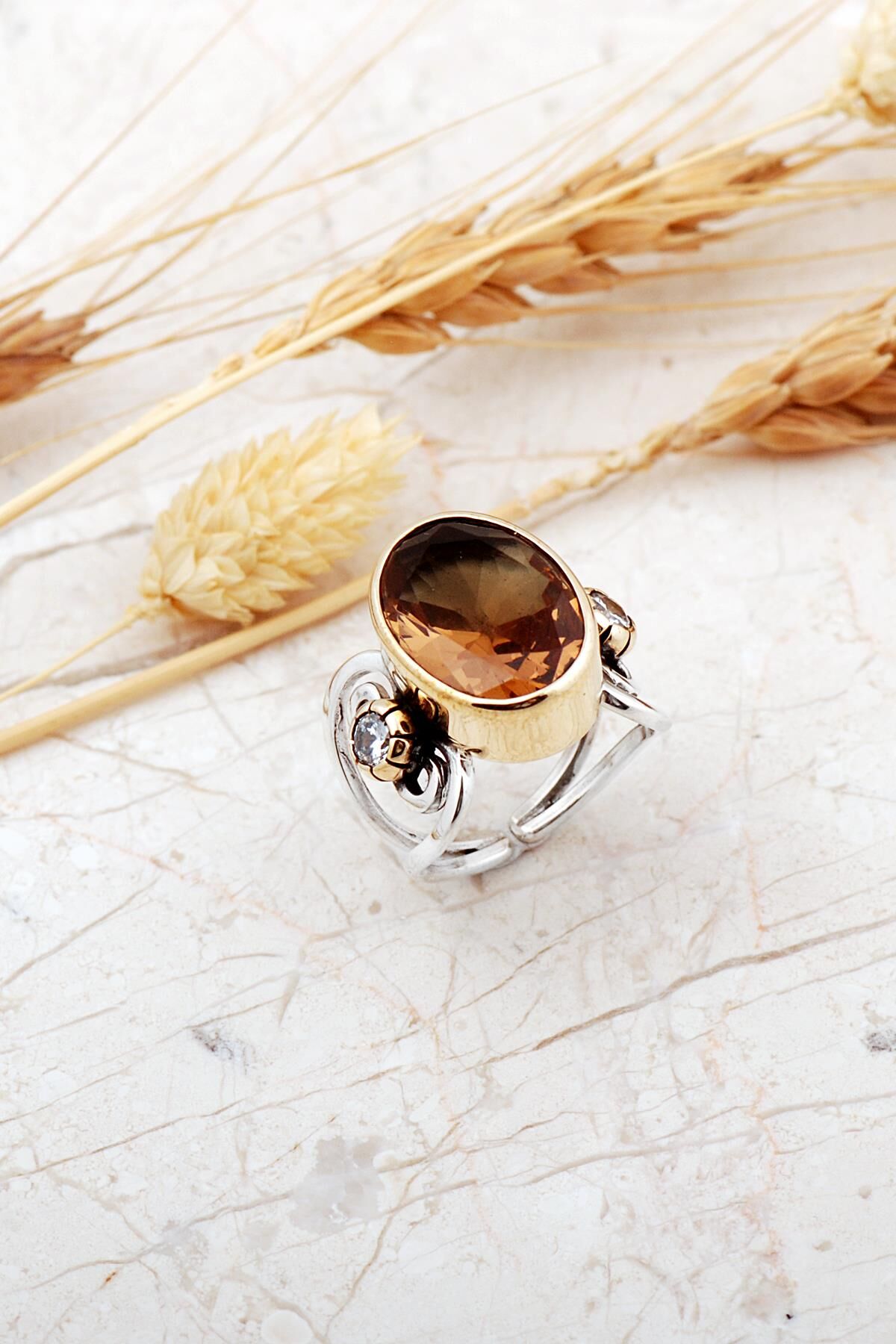 Renk Değiştiren Sultan Taşlı Elişi Gümüş Yüzük 5992