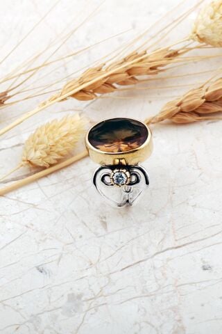 Renk Değiştiren Sultan Taşlı Elişi Gümüş Yüzük 5992