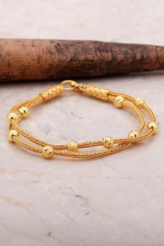 Dorika Altın Yaldızlı Kazaziye İşlemeli 1000 Ayar Gümüş Bileklik 3539