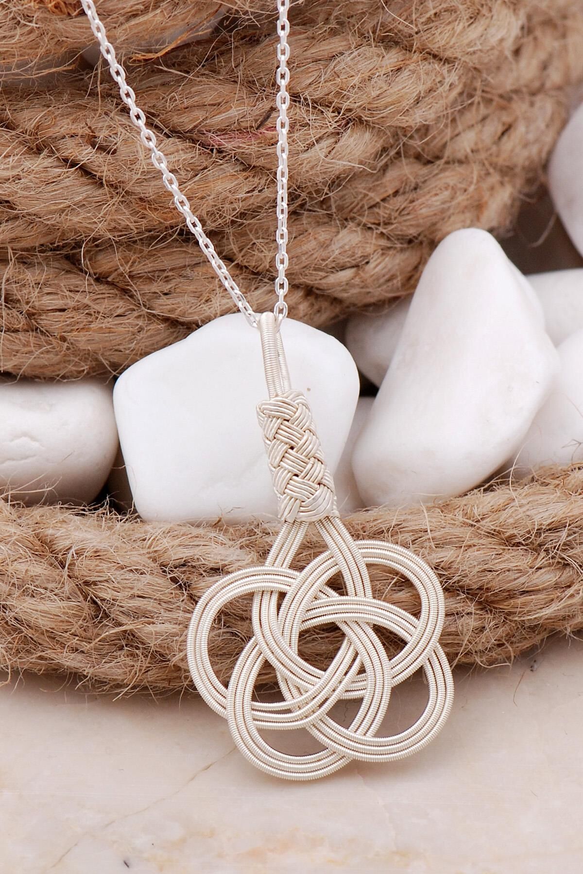 Şems Düğümü Kazaziye Elişi Gümüş Kolye 215