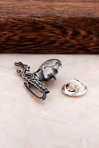 Kemal Atatürk Portreli Ve İmzali Gümüş Yaka Rozeti 21