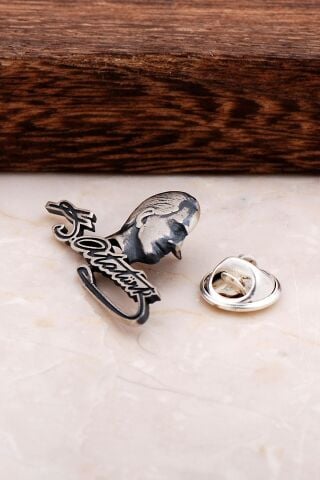 Kemal Atatürk Portreli Ve İmzali Gümüş Yaka Rozeti 21