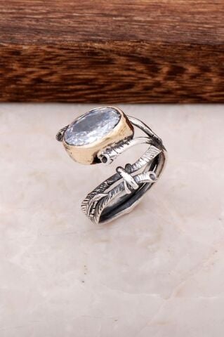 Kuvars Taşlı Elişi 925 Ayar Gümüş Tasarım Yüzük 2720