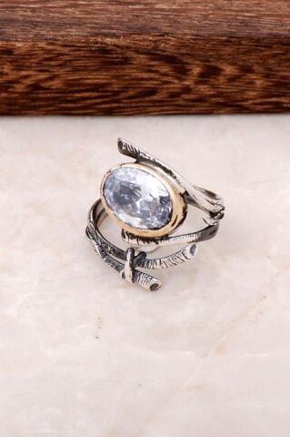 Kuvars Taşlı Elişi 925 Ayar Gümüş Tasarım Yüzük 2720