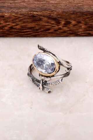 Kuvars Taşlı Elişi 925 Ayar Gümüş Tasarım Yüzük 2720