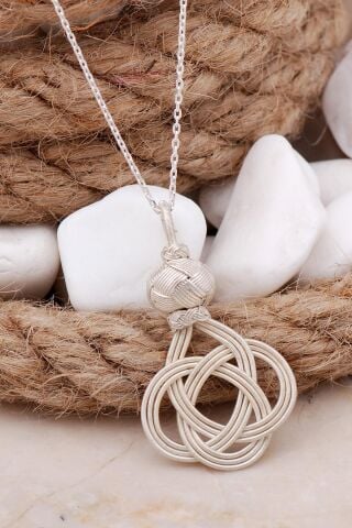 Şems Düğümü Kazaziye Elişi Gümüş Kolye 216