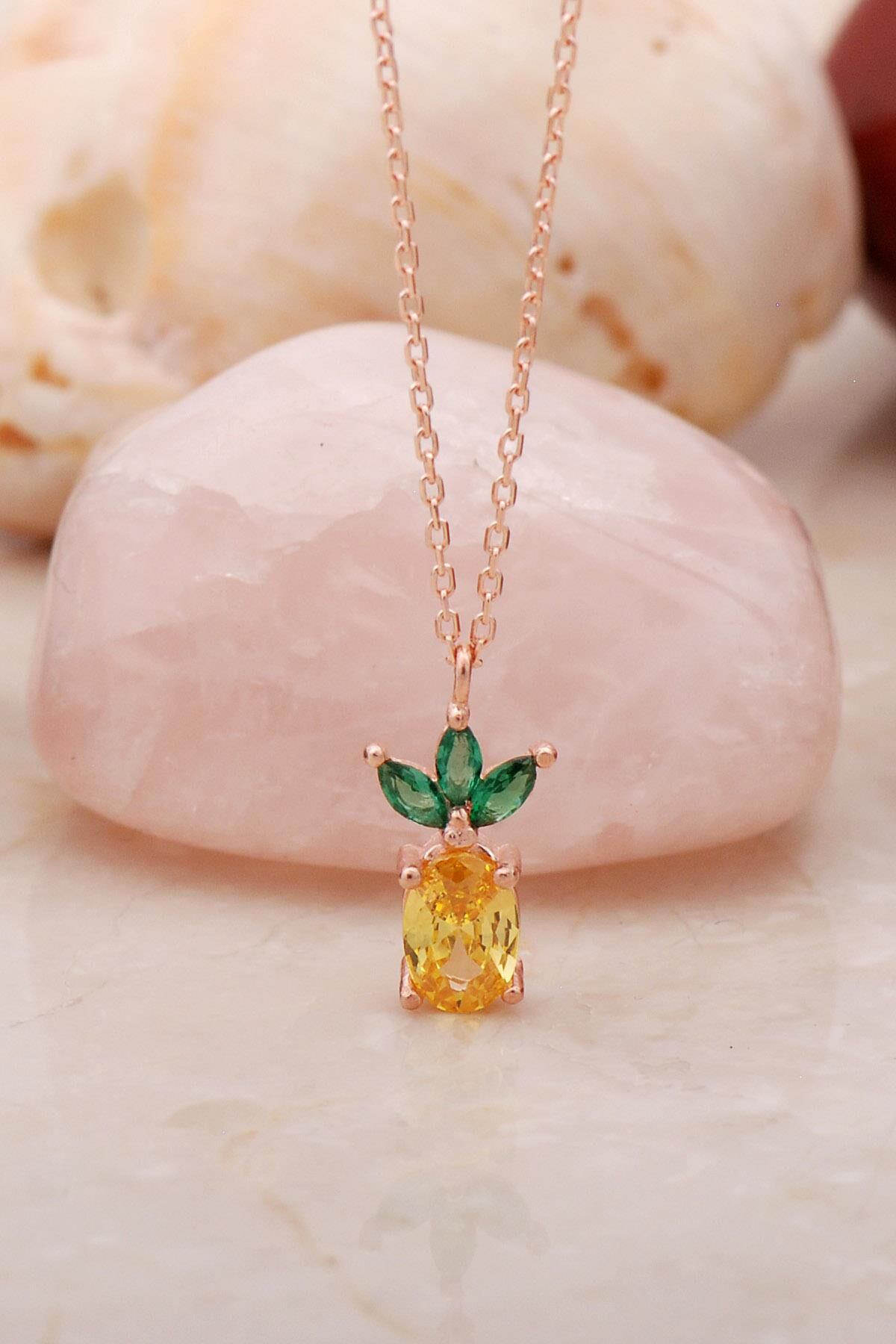 Ananas Rose Mini Gümüş Kolye 7216