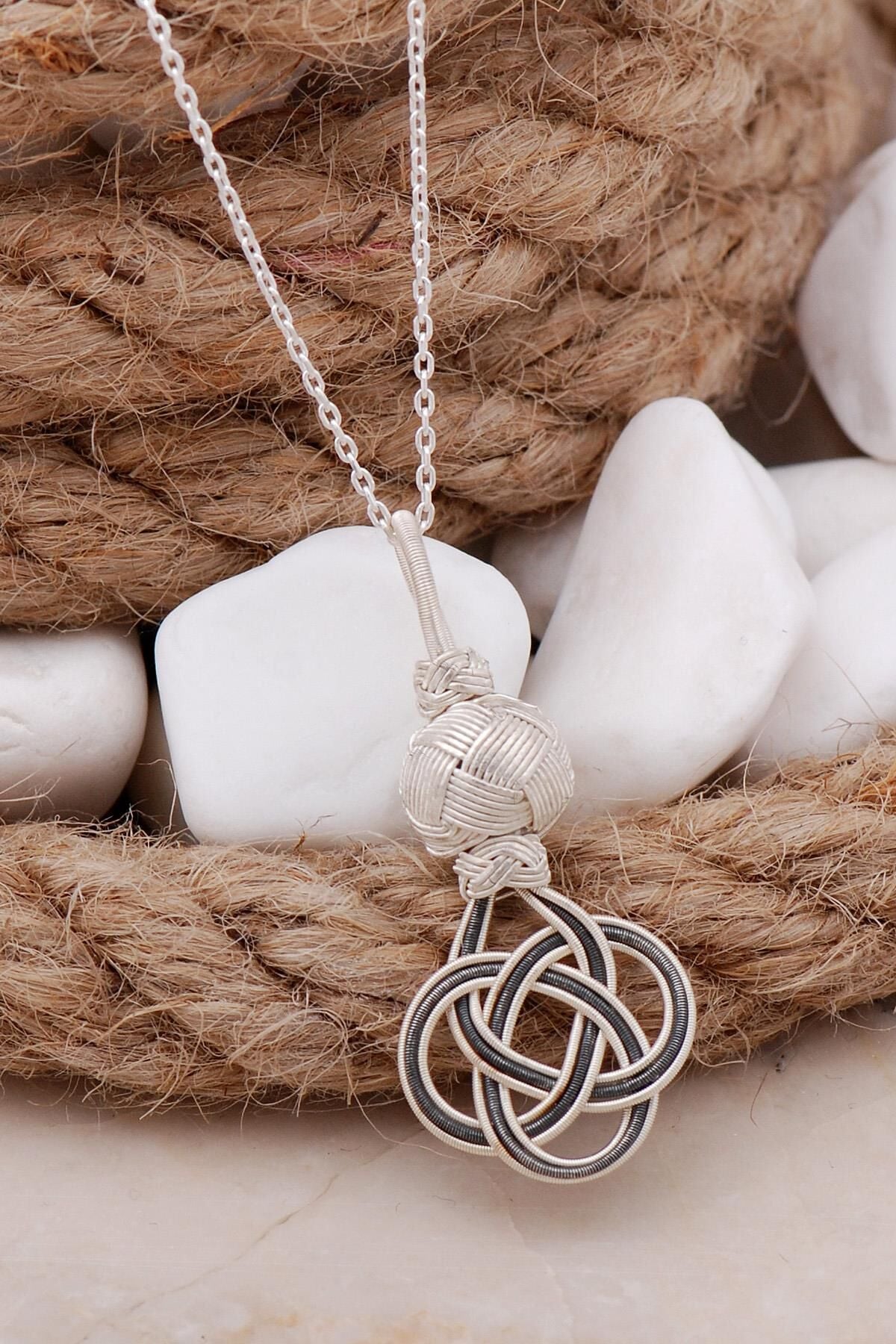 Şems Düğümü Kazaziye Elişi Gümüş Kolye 217