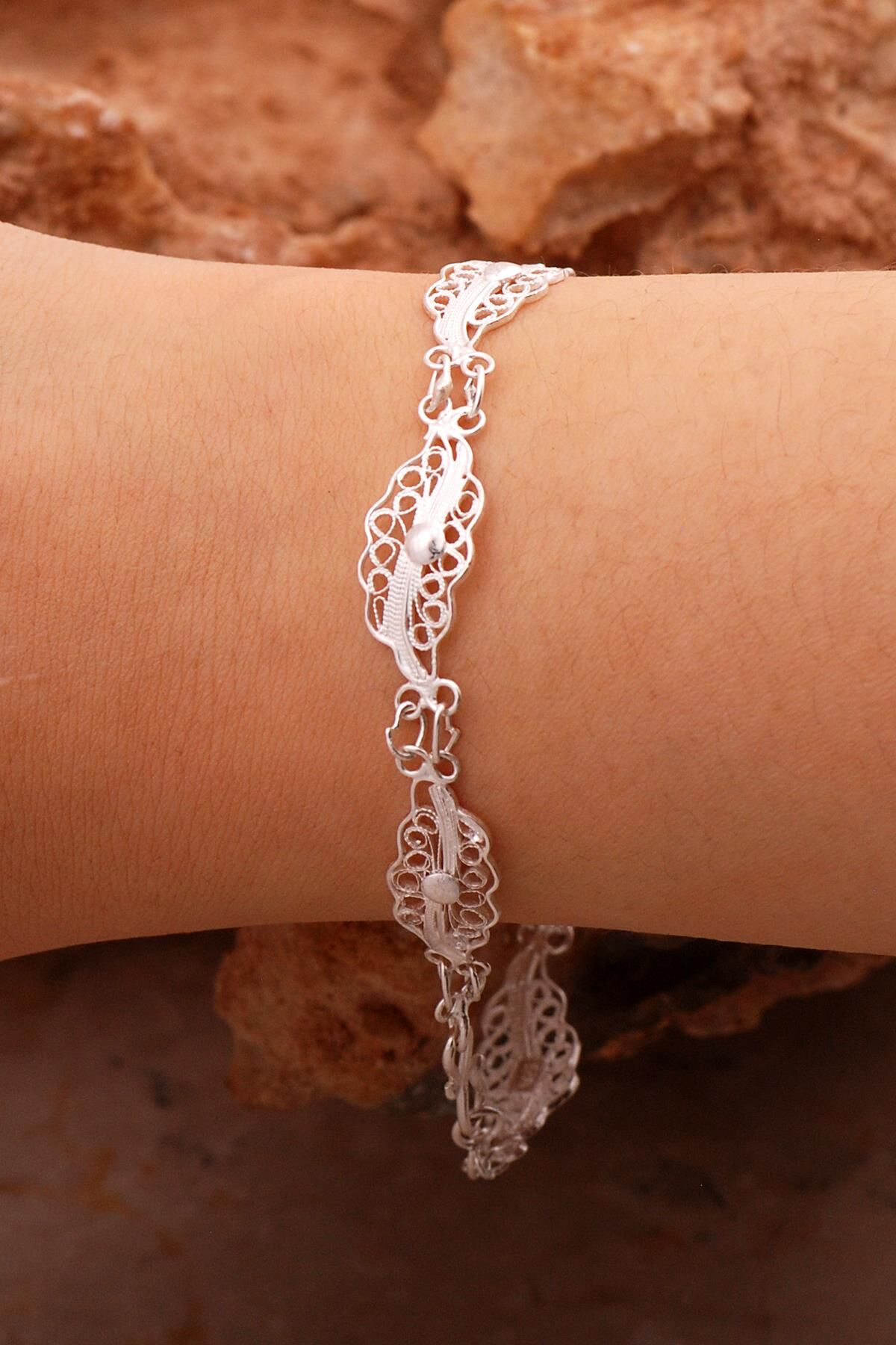 Telkari İşlemeli Gümüş Bileklik 4406