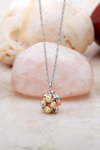 Dorissa Altın Yaldızlı Rose Gümüş Kolye 7217