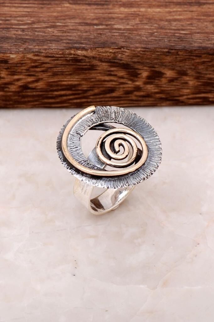 Hayal Tasarım Çekiç Dövme Elişi Gümüş Yüzük 2721