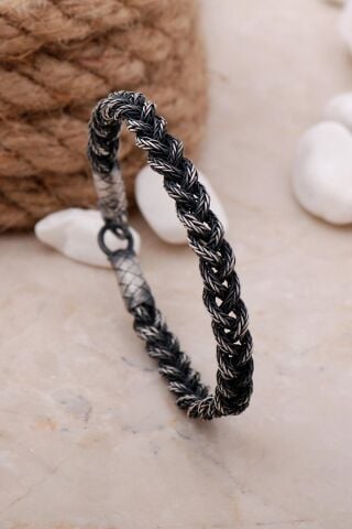 Kazaziye El Sarması Oksitli Gümüş Bileklik 2068