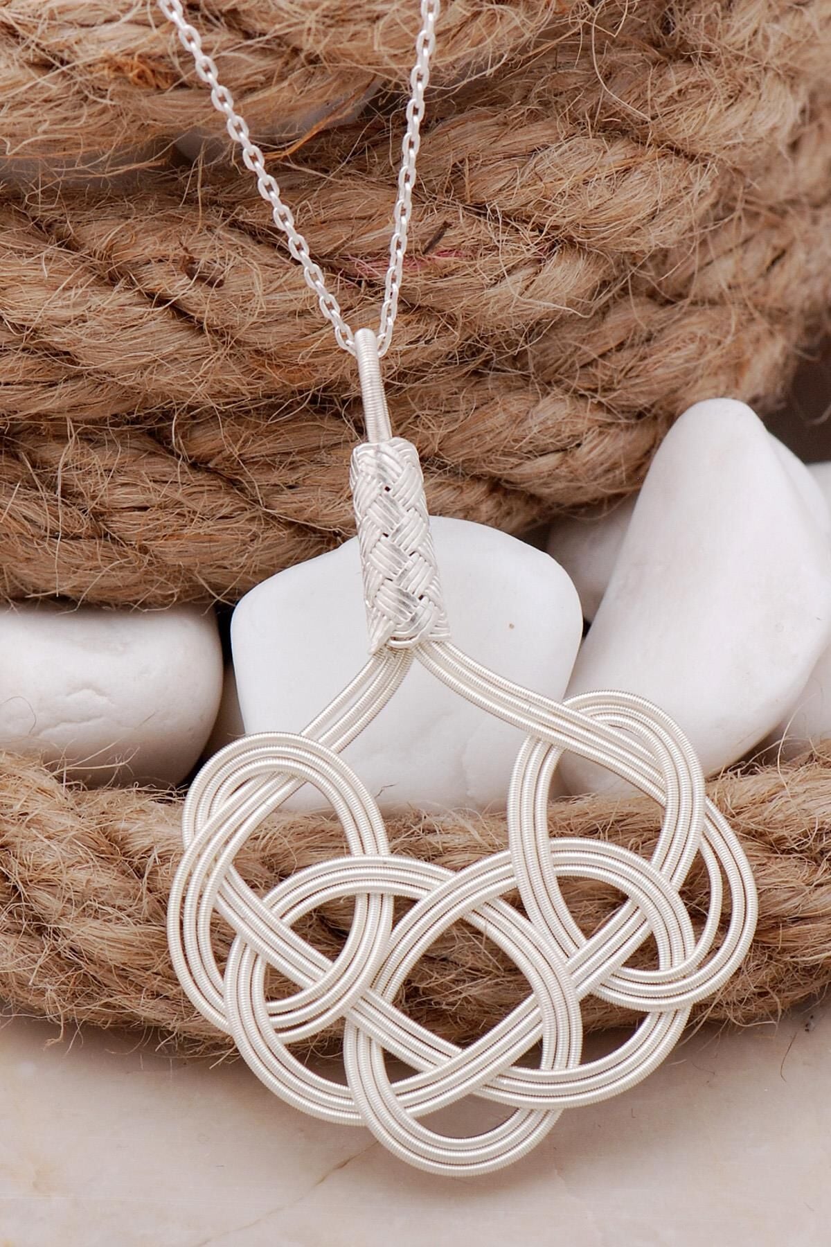 Aşk Düğümü Kazaziye Elişi Gümüş Kolye 218