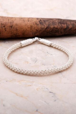 Kazaziye Tığ Örgü Gümüş Elişi Bileklik 3543