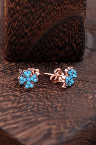 Yoncalı Rose Gümüş Küpe 2331