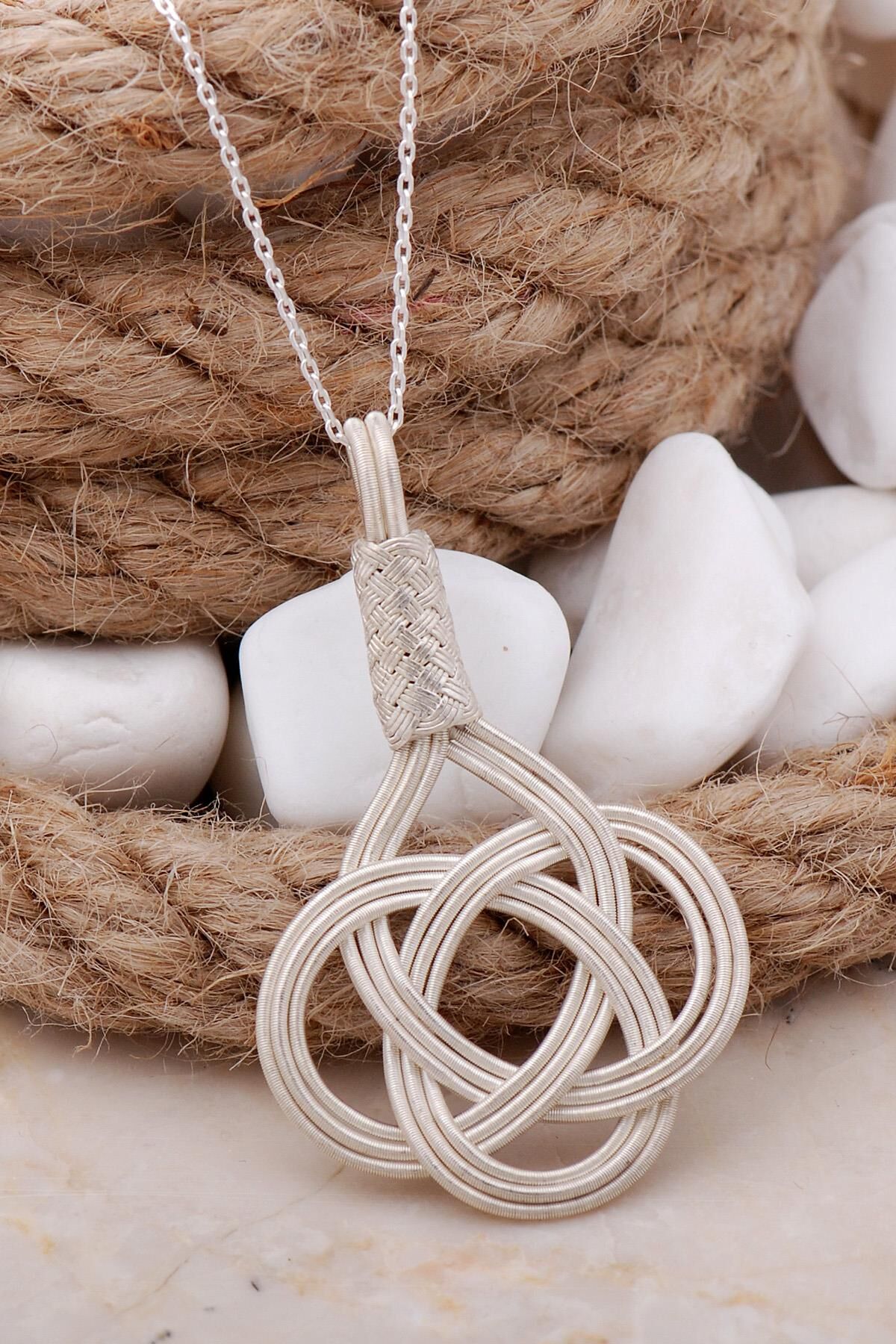 Şems Düğümü Kazaziye Elişi Gümüş Kolye 221