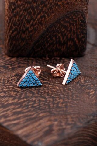 Üçgen Rose Gümüş Küpe 2335