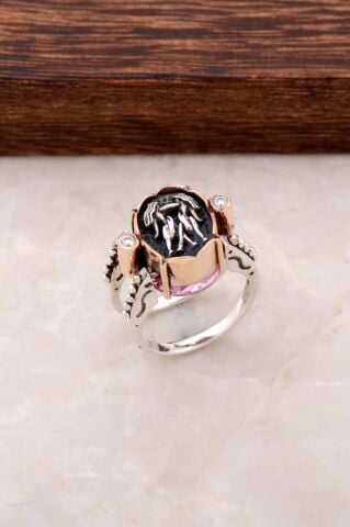 İkizler Burcu Tasarım Çift Yönlü Gümüş Yüzük 806