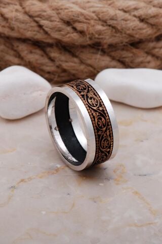 Tasarım Elişi Gümüş Erkek Alyans 36