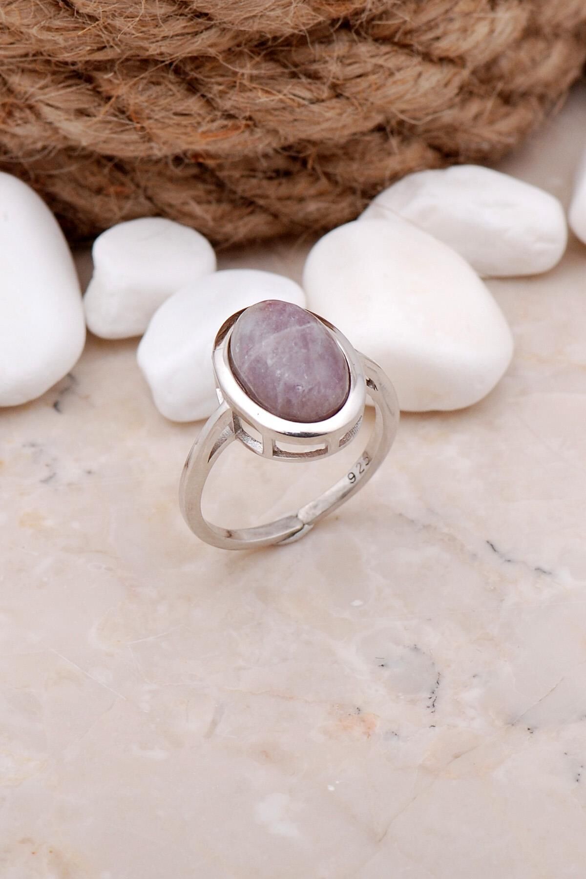 Ametist Taşlı Rodyumlu Gümüş Yüzük 3303