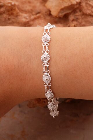 Telkari İşlemeli Elişi Gümüş Bileklik 4416