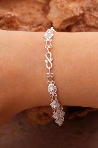 Telkari İşlemeli Elişi Gümüş Bileklik 4416