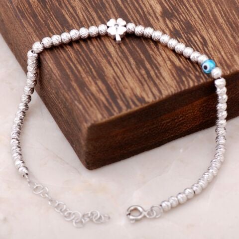 Dorissa Yonca Tasarımlı Rodyumlu Gümüş Bileklik 2283