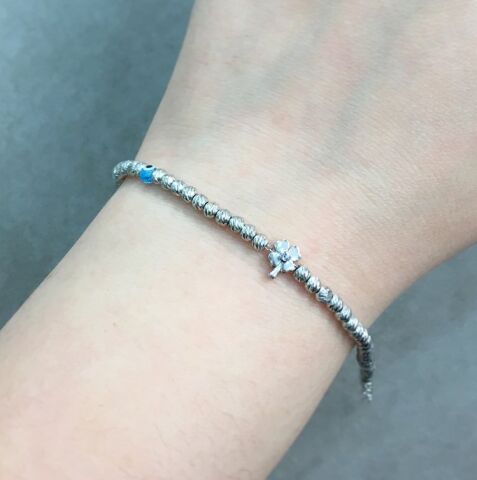 Dorika Yonca Tasarımlı Rodyumlu 925 Ayar Gümüş Bileklik 2283