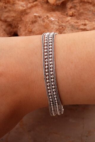 Hasır Elişi Tasarım Gümüş Bileklik 4420