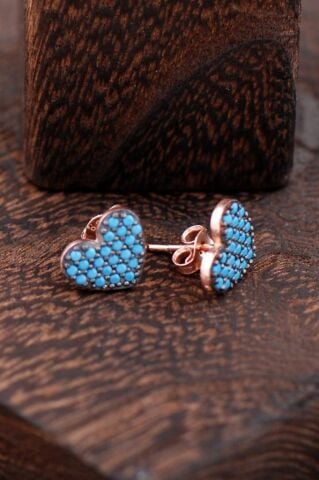 Kalpli Rose Gümüş Küpe 2346