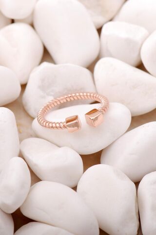 Küp Burgulu Rose İnce Gümüş Yüzük 3306