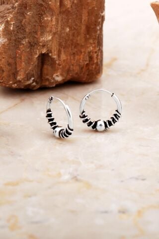 14 Mm Toplu Elişi Gümüş Halka Küpe 7061