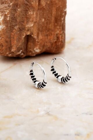 14 Mm Toplu Elişi Gümüş Halka Küpe 7061