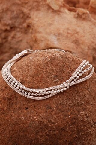 Hasır Elişi Gümüş Bileklik 4421