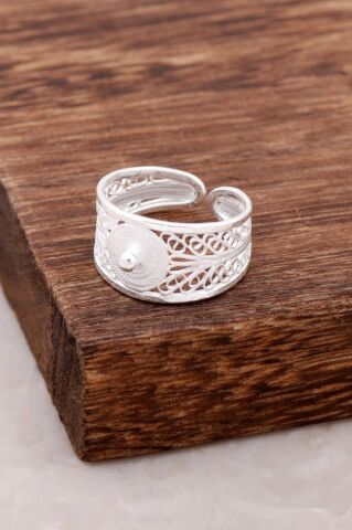 Telkari İşlemeli El Yapımı Gümüş Yüzük 2628