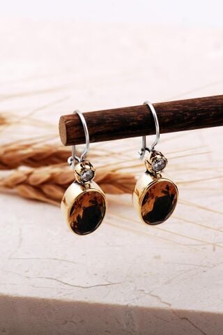 Renk Değiştiren Sultan Taşlı Elişi Gümüş Küpe 7402