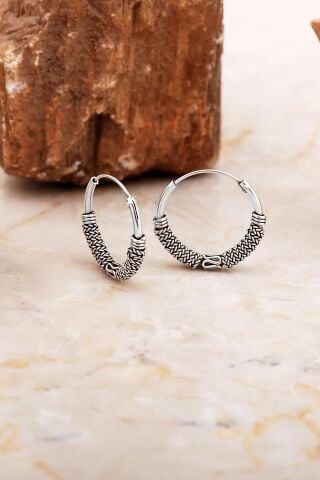 18 Mm Elişi Gümüş Halka Küpe 7063