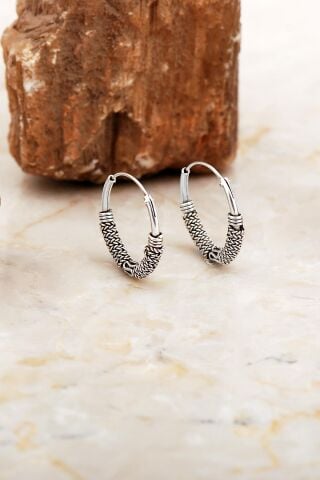 18 Mm Elişi Gümüş Halka Küpe 7063