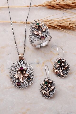 Çiçek Tasarım Telkari Gümüş Set 2000