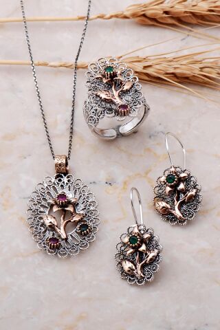 Çiçek Tasarım Telkari Gümüş Set 2000