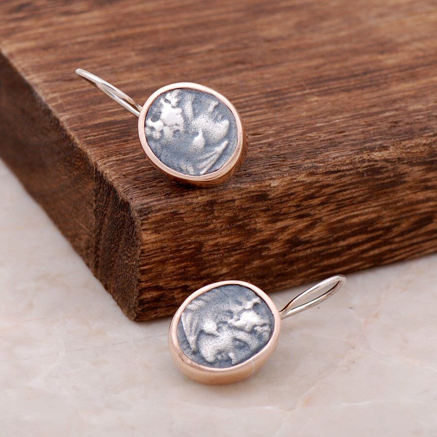 Antik Para Tasarımlı Gümüş Elişi Küpe 2595